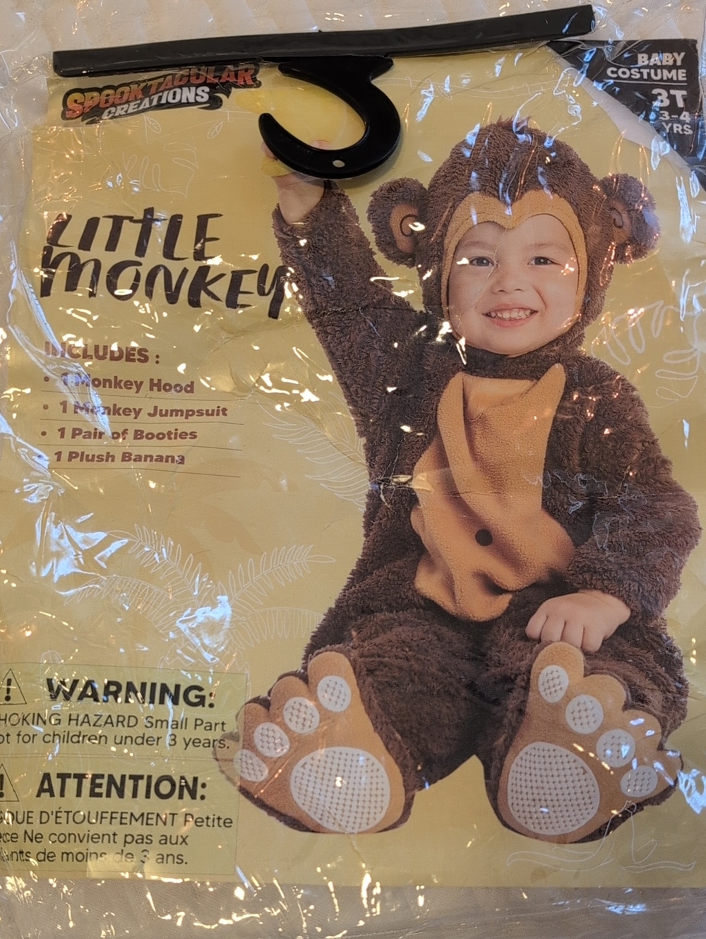 SPOOKTACULAR CREATIONS Little Monkey Plush Brown Kids Halloween Costume Size 3T - Picture 3 of 10